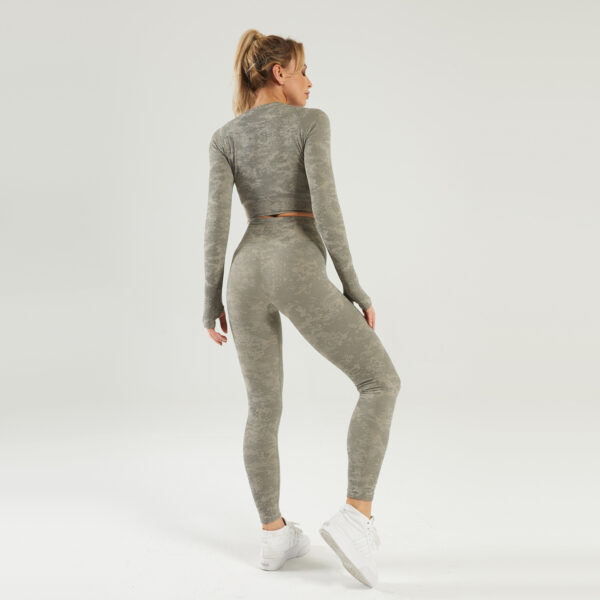 Seamless Fitness Sports Long-sleeved Trouser Suit Camouflage - Image 7